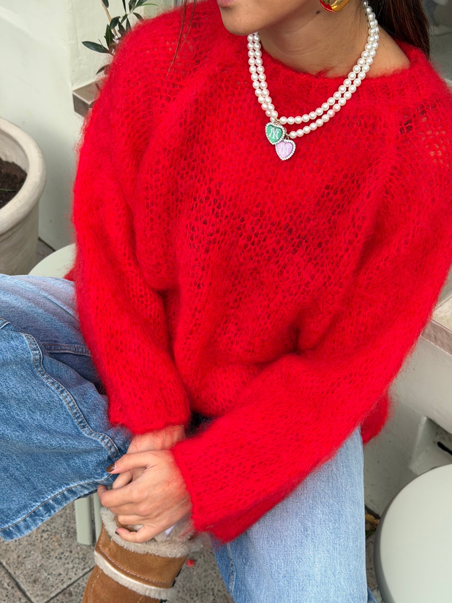 Elize™ | Rode mohair trui