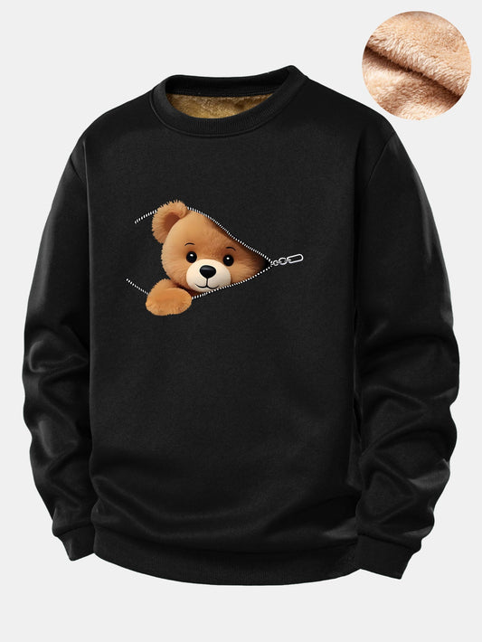 Mina™ | Berenprint teddy-sweater met rits