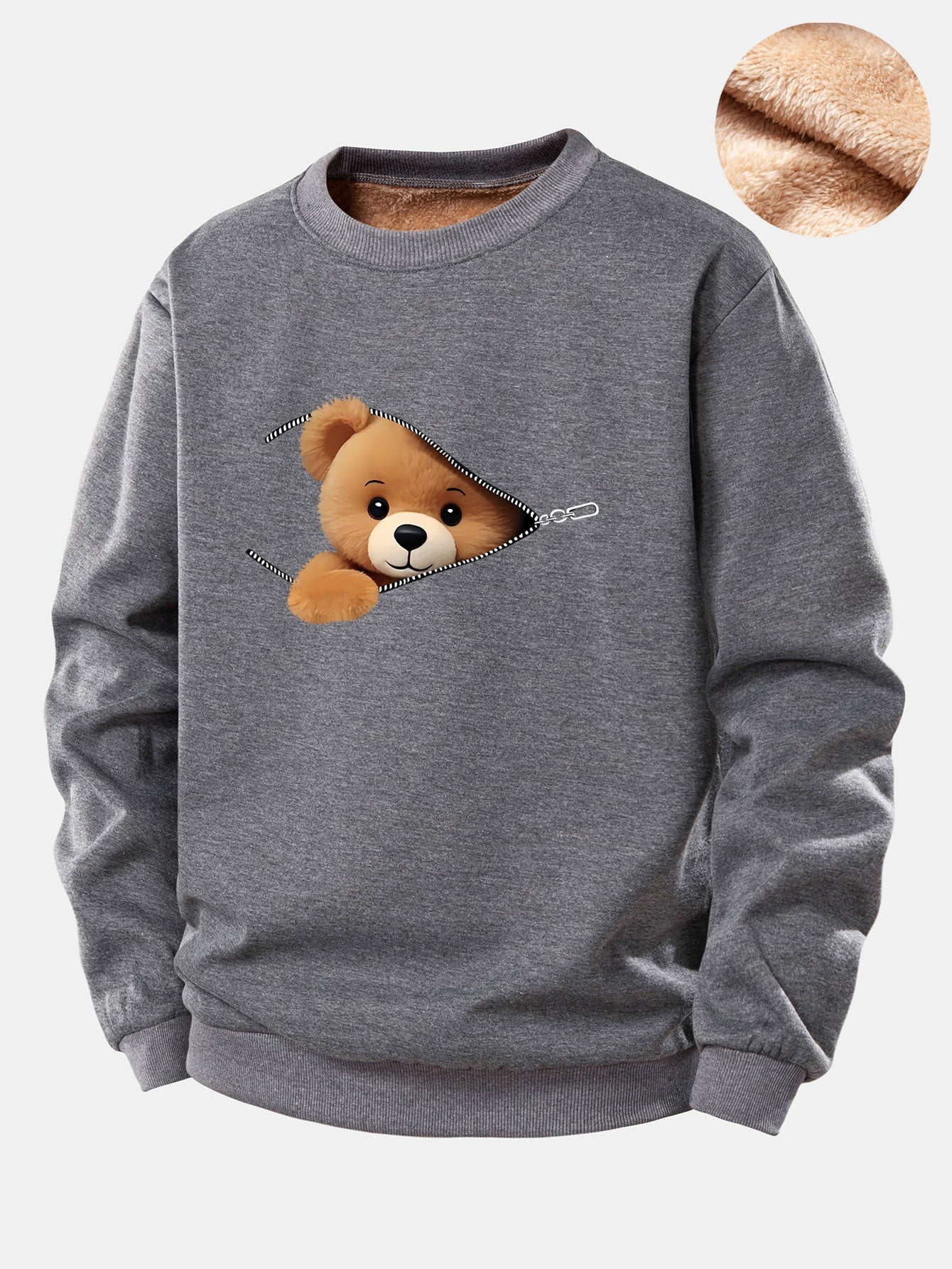 Mina™ | Berenprint teddy-sweater met rits