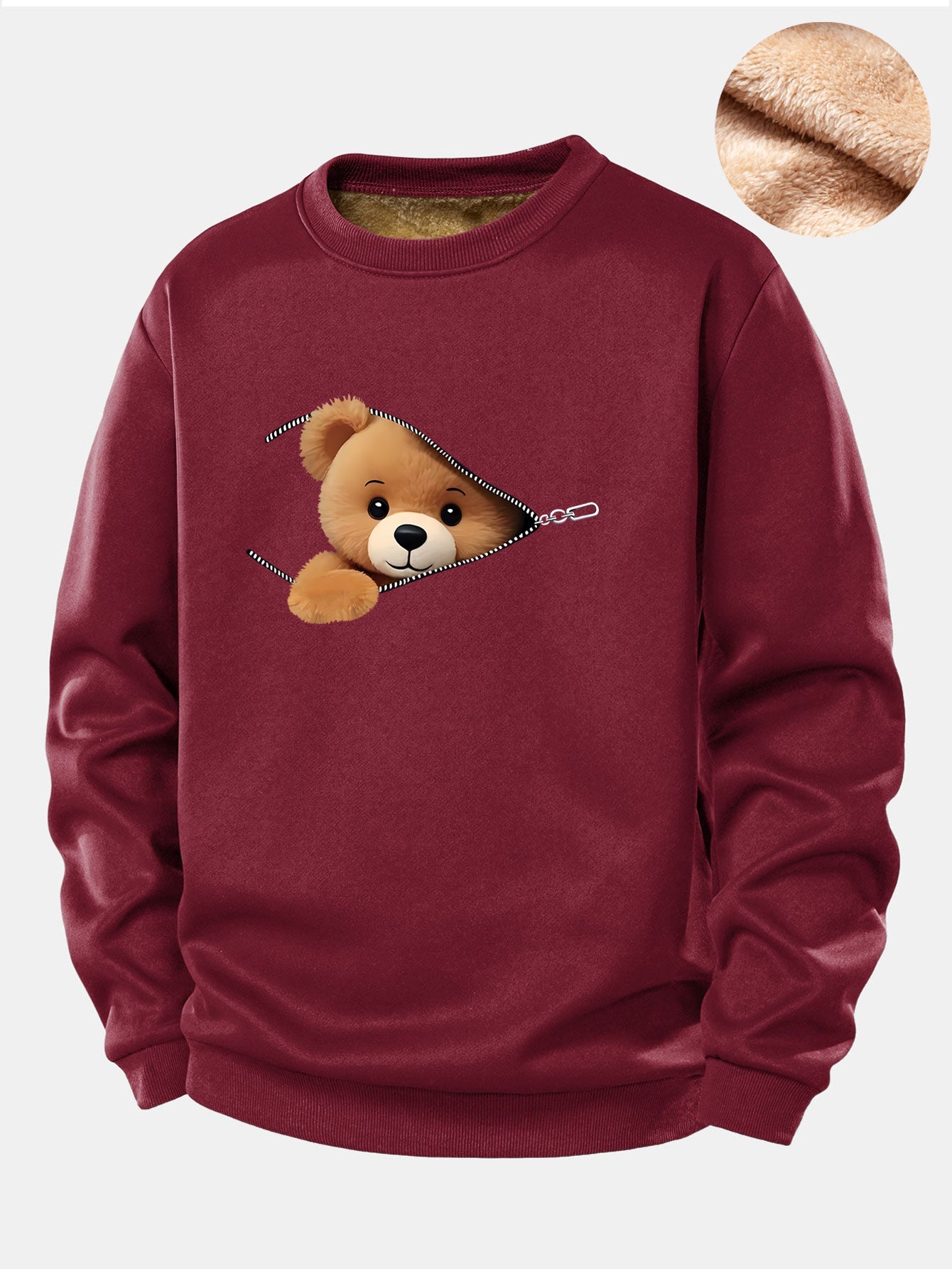 Mina™ | Berenprint teddy-sweater met rits