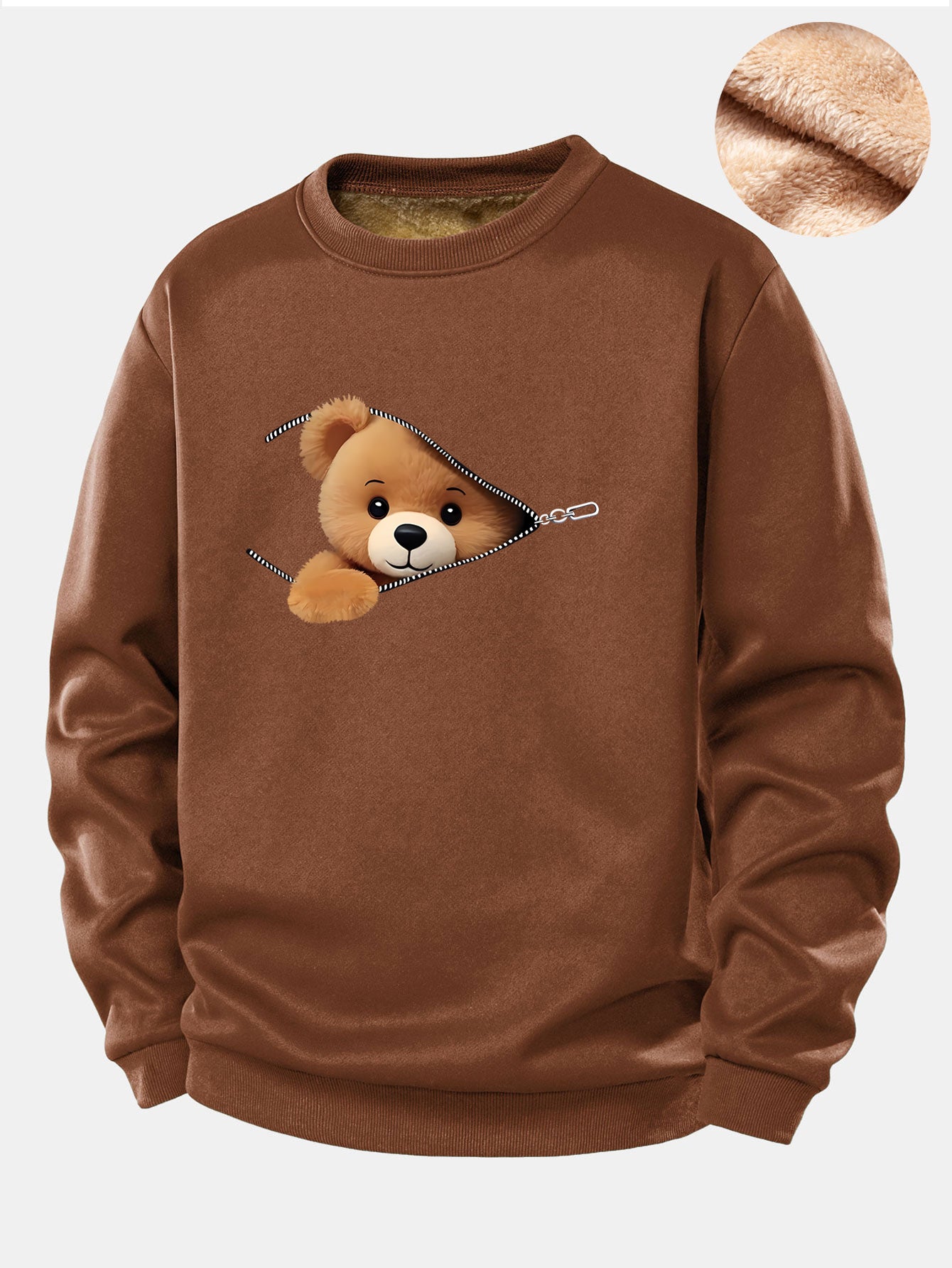 Mina™ | Berenprint teddy-sweater met rits