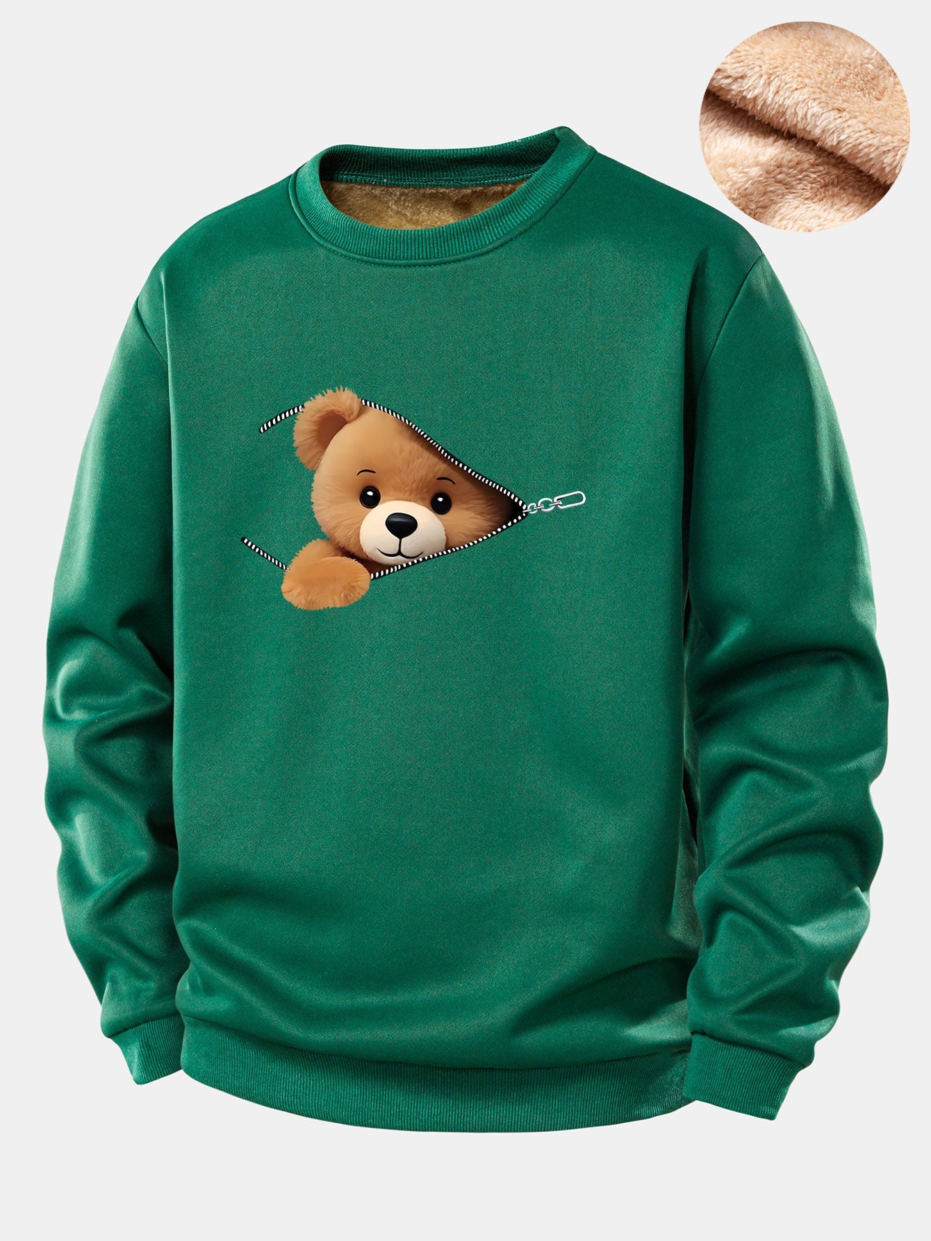 Mina™ | Berenprint teddy-sweater met rits