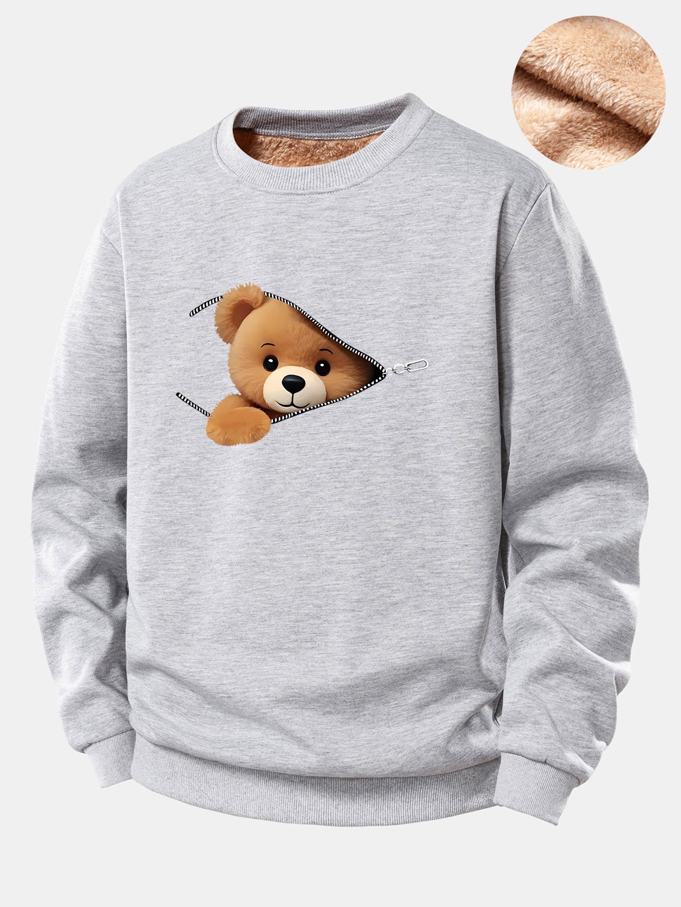 Mina™ | Berenprint teddy-sweater met rits