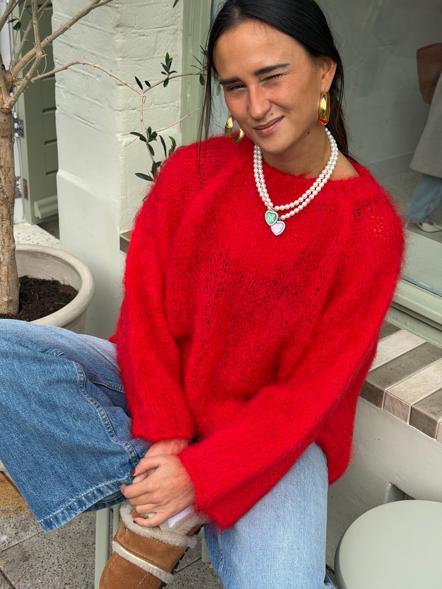 Elize™ | Rode mohair trui